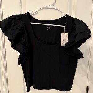 A New Day Black Ruffle Sleeve Women's Top